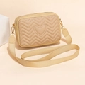 Minimalist light yellow crossbody camera bag with wave quilted heart pattern - Apricot
