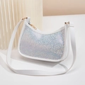 Borsa a spalla bianca con strass multicolori scintillanti e cinturino in pelle - Bianco