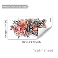 Adesivo murale tigre con peonie rosa, decorazione casa autoadesiva, 30x60cm - 30*60cm (1 foglio)