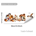 Funny animal wall stickers 30x90cm with tiger and bear designs for bathroom decor - Stacked Cartoon Animals (M18895) / 30x90cm