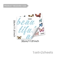 Double-sided colorful butterfly window stickers with 'beautiful' text, 2 sheets set - 30*30cm*2pcs