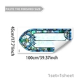 Vintage Gothic stained glass window sticker with blue and yellow mosaic patterns - 45x100cm (1 Piece)