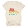 Gros plan du t-shirt en coton écru avec texte imprimé rétro style I LIKE BASEBALL - S / Sable