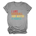Détail du tissu t-shirt gris avec impression I LIKE BASEBALL AND MAYBE 3 PEOPLE - S / Gris foncé