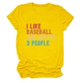 Détail d'un t-shirt en coton jaune avec imprimé graphique vintage I Like Baseball - S / Jaune