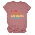 Détail du t-shirt vieux rose avec impression vintage I Like Baseball décontractée - S / Or rose