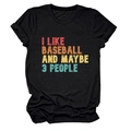 T-shirt en coton noir à plat avec impression graphique vintage I Like Baseball - S / Noir