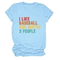 Vue détaillée du coton et de l'imprimé coloré I LIKE BASEBALL sur le t-shirt bleu clair - S / Bleu clair