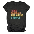 Dettaglio maglietta grigia girocollo con stampa vintage I Like Baseball e maniche risvoltate - XL / Grigio Nero Melange