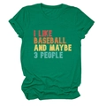 Dettaglio di una maglietta di cotone verde con stampa retrò I Like Baseball e girocollo - S / Verde Scuro