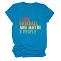 Dettaglio della t-shirt girocollo blu acceso con stampa vintage I Like Baseball - S / Blu Lago