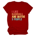 T-shirt en coton rouge foncé avec slogan vintage 'I LIKE BASEBALL' et col rond - S / Rouge