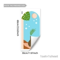 Sticker mural fenêtre arche avec plantes abstraites et soleil, sticker PVC 60x30cm - Arche Plante Vase (B18612) / 30x60cm