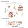 Cartoon fairy mushroom house wall stickers for kids bedroom decor 82x65cm - Dreamy Forest Fairy Mushroom House Style (MS7232-YC)