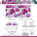 Aquarel paarse tulp behangrol met afmetingen en stap-voor-stap montage-instructies - 45*300cm