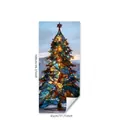 Glas-in-lood stijl kerstboom raamsticker, statische feestelijke decoratie voor woonkamer - 45*100cm