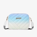 Quilted gradient shoulder bag in blue and white with chic letter strap and gold logo - Blue White Gradient Style (款式3)