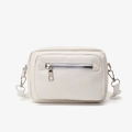 Sac bandoulière minimaliste en cuir PU blanc avec fermeture éclair argentée et sangle fine - Blanc
