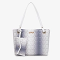 Bolso tote degradado blanco y morado con acolchado de corazones y monedero - Bolso Grande Y Monedero (Gris) / Gris