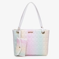Conjunto de bolso tote acolchado de corazón degradado con monedero y herrajes dorados - Bolso Grande Y Monedero (Rosa) / Rosa