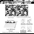 Halloween skull and rose wallpaper 300x45cm with seamless installation guide - 45*300cm