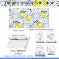 Blue Mediterranean lemon wallpaper with 45cm x 300cm seamless tile pattern for home decor - Self-adhesive 45x300cm