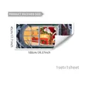 Adesivo murale Babbo Natale 100x45cm autoadesivo in PVC decorazione festiva - Stile Vista Dalla Finestra di Babbo Natale (B19009) - 45x100cm
