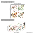 Seizoensgebonden raamstickers met vogels en bloemen, dubbelzijdige kersenbloesem stickers - Vier Seizoenen Vogels & Bloemen Set (6 Vellen)
