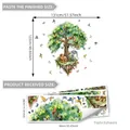 Stickers muraux animaux de la jungle avec lion éléphant et grand arbre pour chambre - Arbre aux Animaux de la Jungle Tropicale (M18037)
