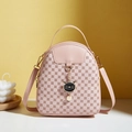Mini bolso bandolera rosa de cuero PU con estampado floral y lindo colgante de gato - Rosa