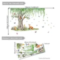 Guide des tailles pour stickers muraux animaux de forêt avec arbres et renards - 30*90cm*4 Feuilles