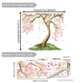 Pink flowering tree wall decals set featuring 4-piece DIY landscape stickers for nursery decor - Pink and Yellow Flowering Tree Style (M13612)