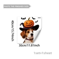 Beagle Halloween window cling with purple wizard hat and bats for home festive decoration - Beagle Dog In Wizard Hat Pumpkin Pattern (D18806) / 1 Piece/Pack (40x30cm)