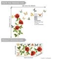 Detail showing dimensions of floral butterfly wall decals with rose patterns - Red Rose And Butterfly Pattern (TJ013) / 30x60cm