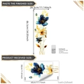 Detailed size guide for gold and blue flower wall stickers showing dimensions and layout - Blue And Gold Floral (TJ023) / 30x45cm