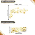 Detailed size chart for golden flower wall decal showing 92x43cm finished dimensions - Bright Gold Vine (TJ031)