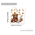 Detail of 2-piece fall window clings with cartoon bear and maple leaf stickers, 40x30cm - Plaid Hat Bear Style (D18767)