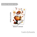 Detailed dimensions of 2-sheet autumn gnome wall stickers with pumpkin and maple leaves - Gnome and Turkey Style (D18768)