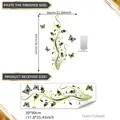 Adesivo murale fiori e farfalle con lamina d'oro per decorazione casa e soggiorno - Farfalla Gialla Nera e Vite di Fiori (TJ7015)