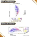 Size chart for colorful feather wall stickers with dimensions and iPhone reference - Purple Gold Feather (TJ7013) / 30*90cm