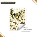 Adesivo murale 30x40cm dettagliato con motivi floreali e farfalle in oro e nero - Farfalla Oro Nero e Fiore (TJ7526)