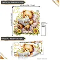 Sticker mural ours lecteur avec tournesols et texte I Love Reading pour chambre enfant - Motif Ours en Peluche Lisant (TJ020) / 30x60cm-2 Pièces