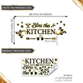 Bless this KITCHEN wall sticker with gold and black lettering and floral fork spoon design - Black Gold Kitchen Blessing (TJ7536) / 30*60cm