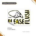 Vue détaillée du sticker 'PLEASE FLUSH' jaune pour toilettes avec dimensions 30x20cm - Style PLEASE FLUSH (TJ7016)