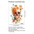 Vista dettagliata dell'adesivo teschio con rose rosse, dimensioni di 25 cm per 35 cm - Teschio Acquerello Rose (MS1711) / 25*35cm