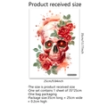 Dettaglio adesivo murale gotico con teschio e rose rosse misura 35x25cm - Teschio Rosa Tela di Ragno (MS1712) / 25*35cm