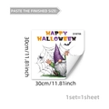 Halloween window sticker featuring gnome, spider web and bats with 30cm size details - Happy Halloween Gnome Style (D18706)