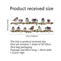 Tabla de tallas para adhesivos estáticos de pájaros en ramas con hojas para ventanas - Estilo Gorrión en Madera y Hojas Verdes (DJ7537)