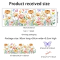 Wasserdichte Blumen und Schmetterling Wandtattoo für Bad Deko, 90x30cm selbstklebend Aufkleber - Kreativer Handgemalter Blumen Schmetterling Stil / Einzelstück