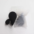 Set detallado de esponjas de maquillaje negras con estuche y bolsa de viaje - Bolsa Negra De Doble Punta Con Forma De Abanico Y Diseño De Mini Lágrima (embalaje De Bolsa Esmerilada).